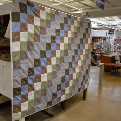 Vintage Earth Tone Patchwork Quilt 88"x97"
