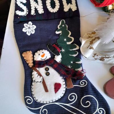 Christmas Decorations, wreath, pig ornament, stockings and more