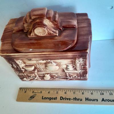 Vintage McCoy USA Cookie Jar, Colonial Fireplace 1960s