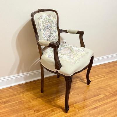 Vtg. Louis XV Courting Couple Tapestry Fauteuil Armchair