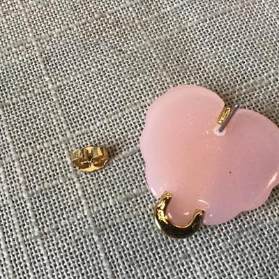 Vintage  Earrings Gold Tone Lucite Light Pink.  Hearts On Card New