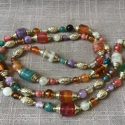 Vintage Multi Color Beaded Necklace