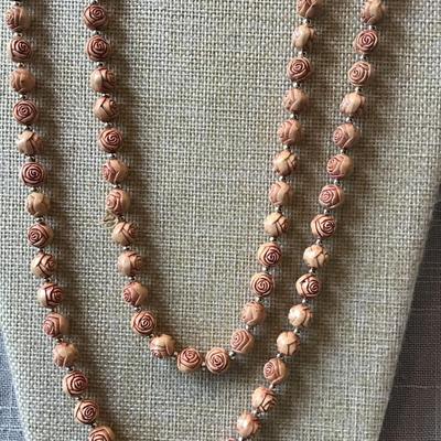 Vintage 60s Multi  Celluloid Rose Floral Beaded Necklace
