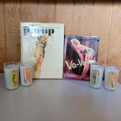 Assortment of RisquÃ© Adult Books and Glasses (O-DW)
