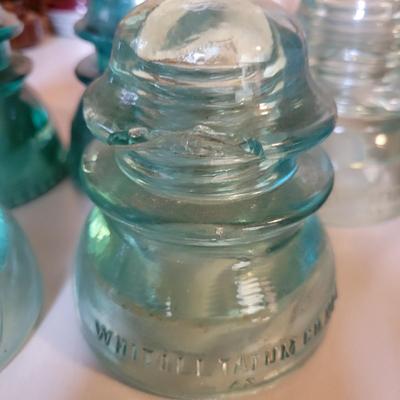 Vintage Glass & Ceramic Insulators & Two Red Indicator Globes (O-DW)
