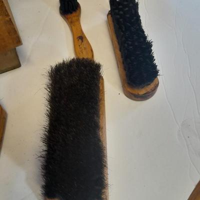 Antique wooden Esquire Show Valet De Luxe with shoeshine accessories