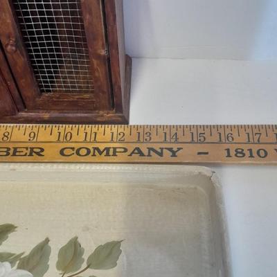 Shabby hand painted Vintage wooden tray with trinket box