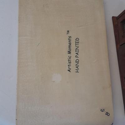 Shabby hand painted Vintage wooden tray with trinket box
