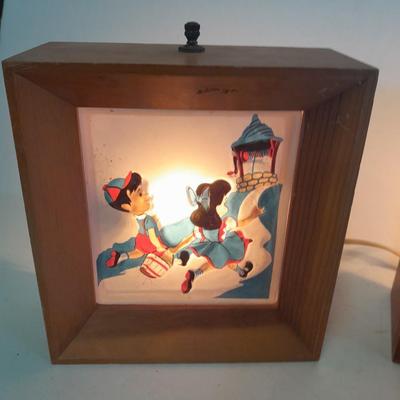 Working Rare Vintage 1950's Jack and Jill Lamp Levinson Mfg. Co Wood frame