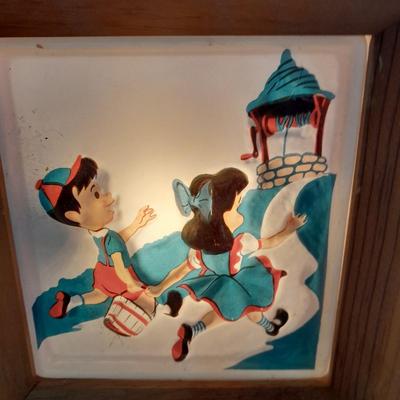 Working Rare Vintage 1950's Jack and Jill Lamp Levinson Mfg. Co Wood frame