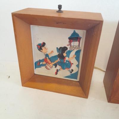 Working Rare Vintage 1950's Jack and Jill Lamp Levinson Mfg. Co Wood frame