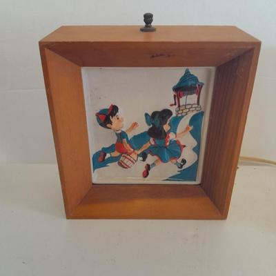 Working Rare Vintage 1950's Jack and Jill Lamp Levinson Mfg. Co Wood frame