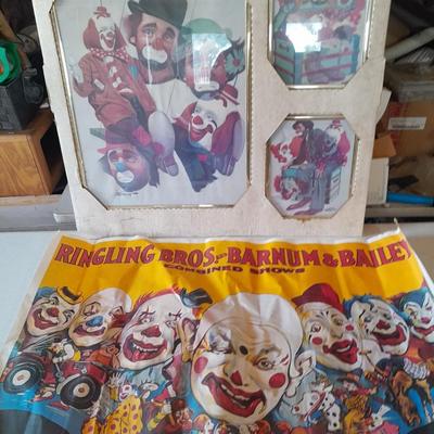 Ringling Bros and Barnum & Bailey Poster with framed Chuck Oberstein Clown picture set