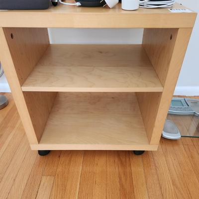 Ikea Side Table on casters w Adjustable Shelf 21lx16dx25H