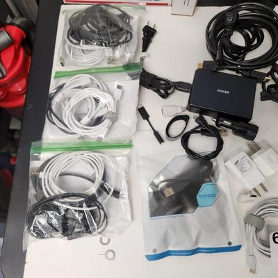 Large Lot USB Adaptors Cords, Power Cords Power Port+6 and More