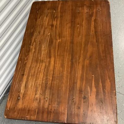Old Tavern Table Seat with storage Wood and Fabric cover Table 31"H 36"W 24"depth, seat 17"H 24"x17"