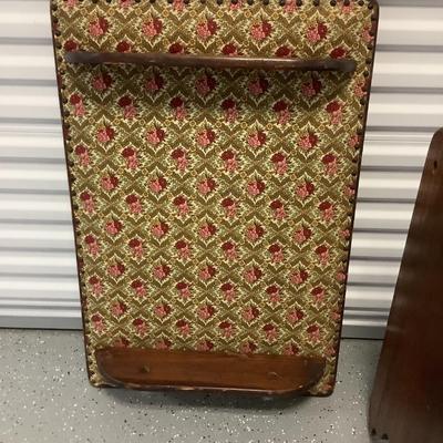 Old Tavern Table Seat with storage Wood and Fabric cover Table 31"H 36"W 24"depth, seat 17"H 24"x17"