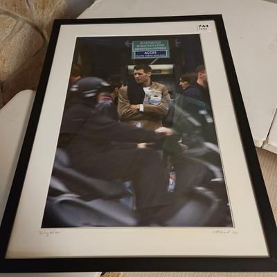 Framed Art Photo "Waiting to Cross" Signed  28x38