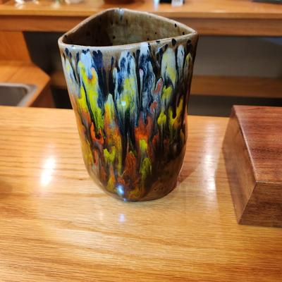 Handcrafted Pottery by G Caplan & Small Wooden Box