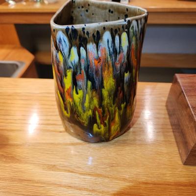 Handcrafted Pottery by G Caplan & Small Wooden Box