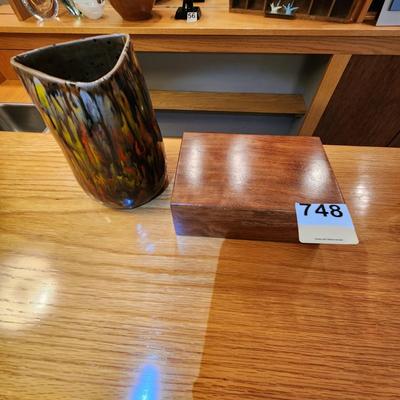 Handcrafted Pottery by G Caplan & Small Wooden Box