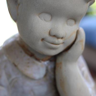 16" Boy & Duck Statue