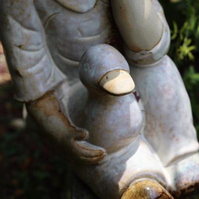 16" Boy & Duck Statue