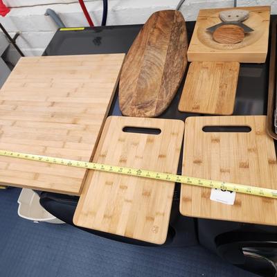 Lot of Wood Cutting Boards, Oven Racks