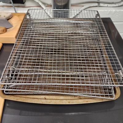Lot of Wood Cutting Boards, Oven Racks