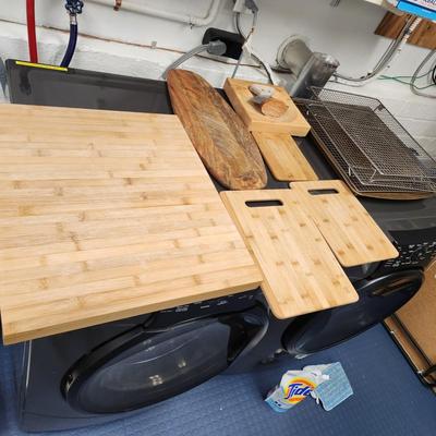 Lot of Wood Cutting Boards, Oven Racks