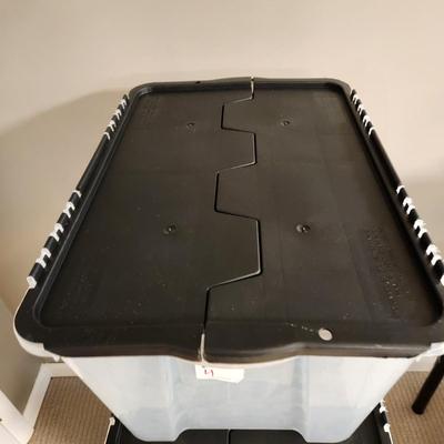4 large Plastic Storage Totes 22x16x12
