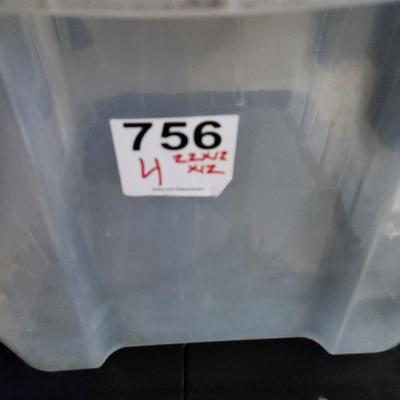 4 large Plastic Storage Totes 22x16x12