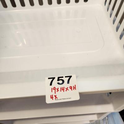 4 Stacking Plastic Storage organizer each = 19x14x9H