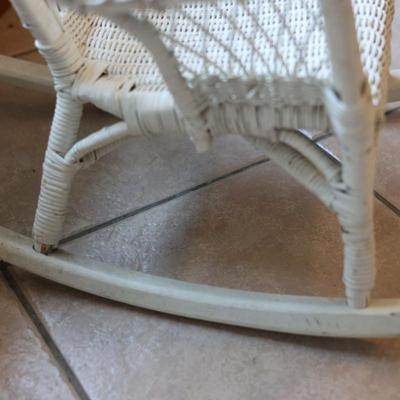 Childâ€™s White Wicker Rocking Chair