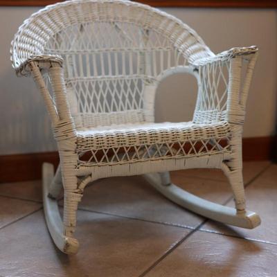 Childâ€™s White Wicker Rocking Chair