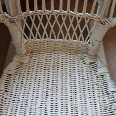 Childâ€™s White Wicker Rocking Chair