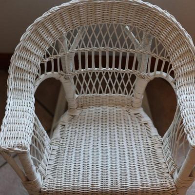 Childâ€™s White Wicker Rocking Chair