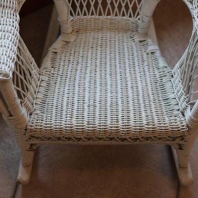 Childâ€™s White Wicker Rocking Chair