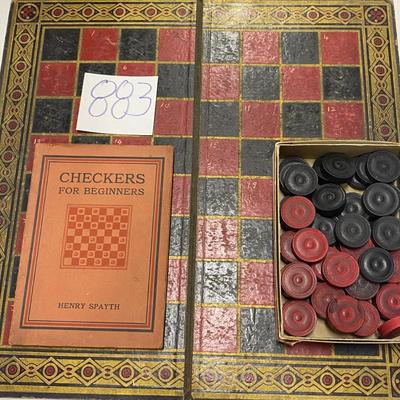 Vintage Checker Game and  Book