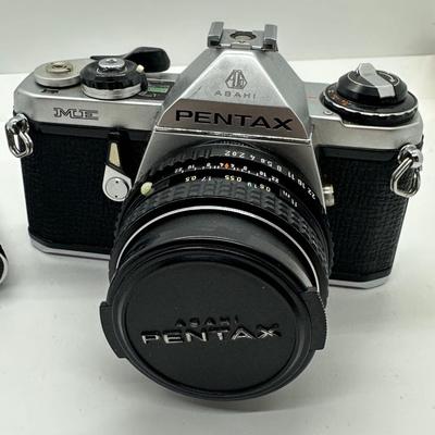 Asahi Pentax ME SLR Film Camera SMC Pentax-A 1.7/50mm W/ Lens & Flash