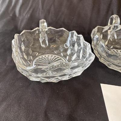 Fostoria American Glass - 3 Square nappy bowls