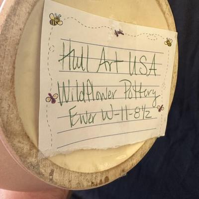Hull Art Ewer Pitcher W11-81/2 Wild Flower Yellow Rose USA c1946-47