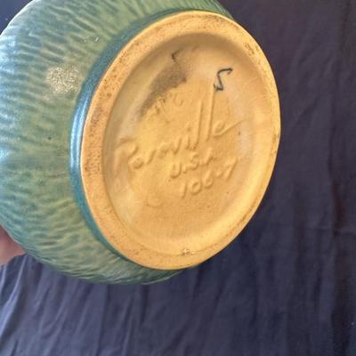 Roseville Clematis Green 1944 Vintage Art Pottery Handled Ceramic Vase 106-7