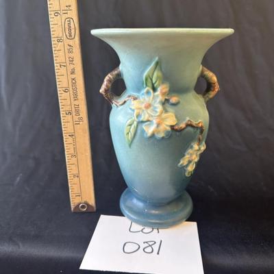Roseville Pottery Blue Apple Blossom Flower Vase