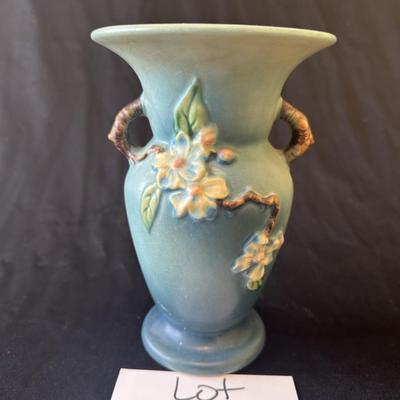Roseville Pottery Blue Apple Blossom Flower Vase