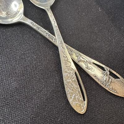 Reed and Barton Sterling Nut Dish with Sterling Souvenir Spoons
