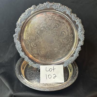 2 Round Silver Plated Serving Platters