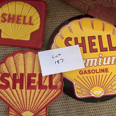 Shell Oil Sign and Patch Lot - Original Patch, Reproduction Sign