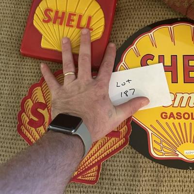 Shell Oil Sign and Patch Lot - Original Patch, Reproduction Sign