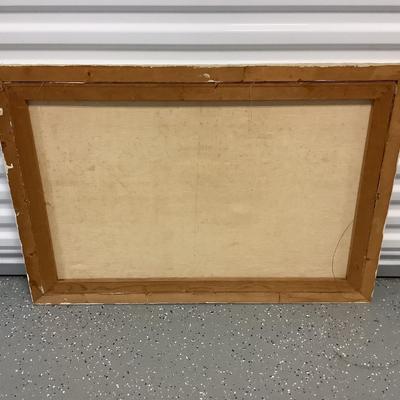 Ship of Many Sails painted on canvas by artist Hilary, white wood frame 28"H 39"W